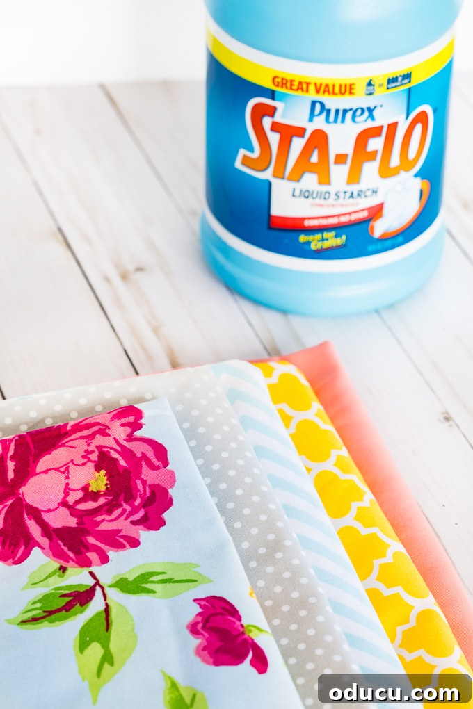 Revitalize Furniture with Fabric and Liquid Starch 8 Supplies needed for Furniture makeover using liquid starch and fabric: Fabric, starch, scissors, brush.