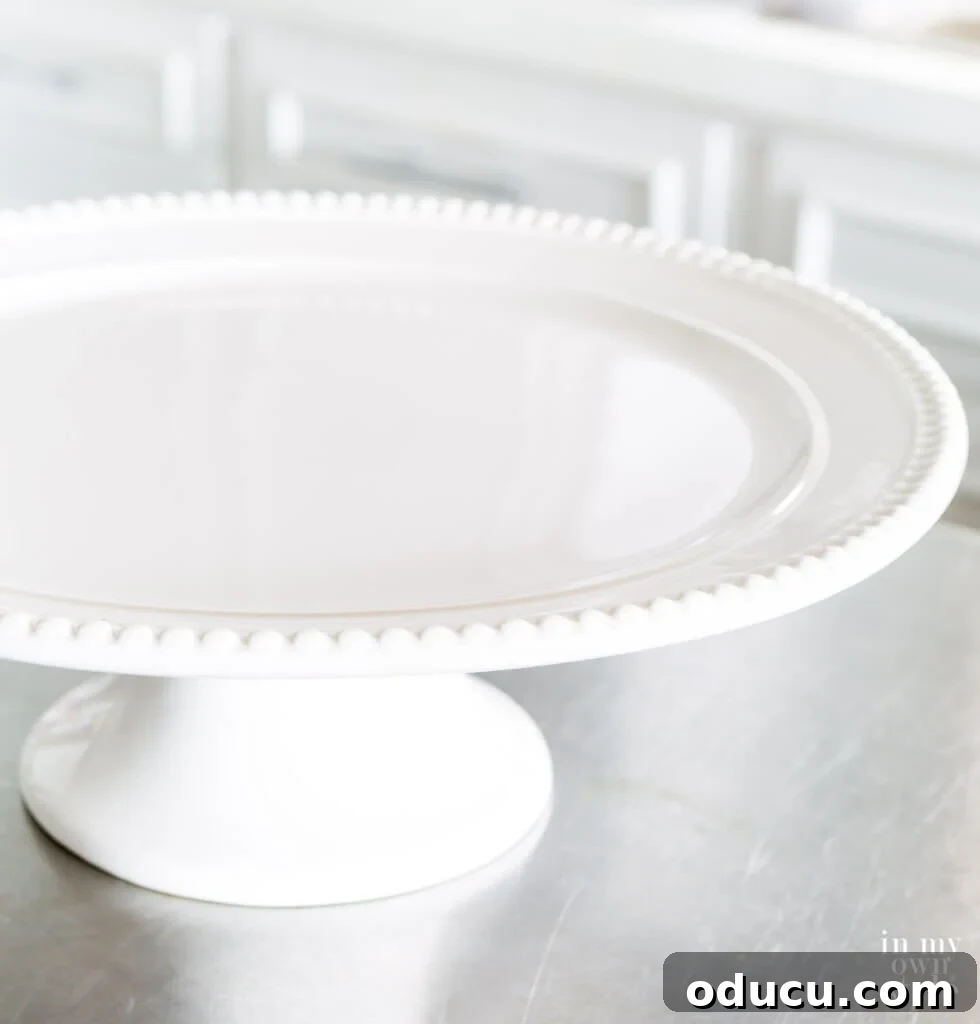 Transform an Old Urn into a Chic Side Table 4 Elegant white cake stand with beaded edges, a versatile item ready for repurposing in home decor projects.