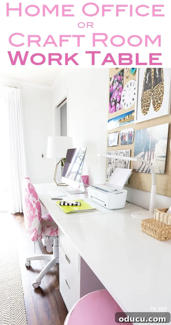 Repurposed File Cabinet Craft Hub 18 Craft room work table DIY. Decorating and organizing ideas for craft rooms and home offices.