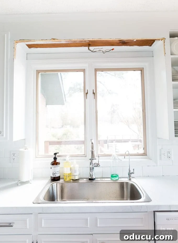 Ditching the Dated Kitchen Valance 11 How to remove a wood scalloped valance over a kitchen sink