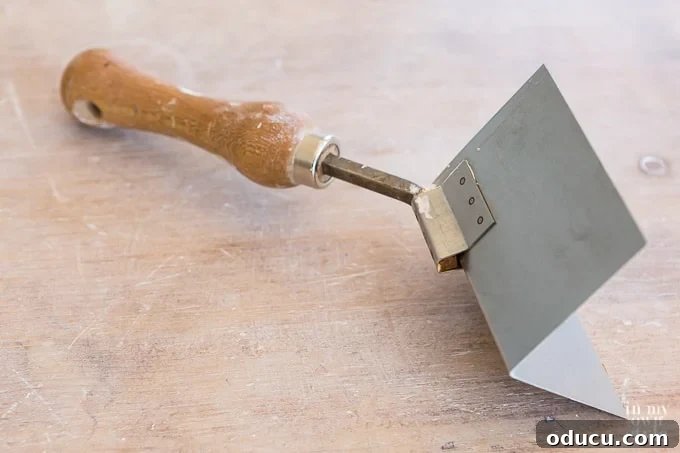 Ditching the Dated Kitchen Valance 10 Outside corner spackling tool