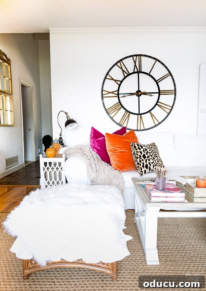 Living Room Layout Makeover 4 Cozy living room decorated for fall with thoughtful furniture arrangement ideas