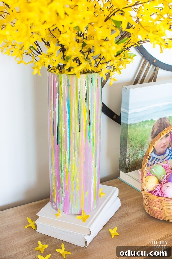 Vibrant Glass Vases: Spring's Decorative Touch 4 Spring decor. Painted glass vase on a console table