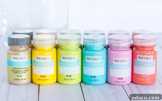 Vibrant Glass Vases: Spring's Decorative Touch 5 Easter Decorations to make using Waverly Inspirations paint
