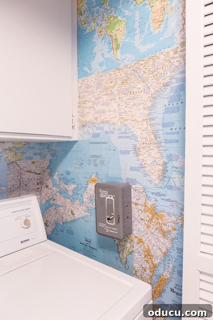 Globetrotting Laundry Room: DIY Map Wallpaper Project 28 map wallpaper tutorial