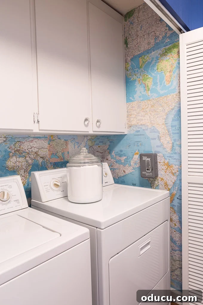 Globetrotting Laundry Room: DIY Map Wallpaper Project 29 map wallpaper step by step tutorial