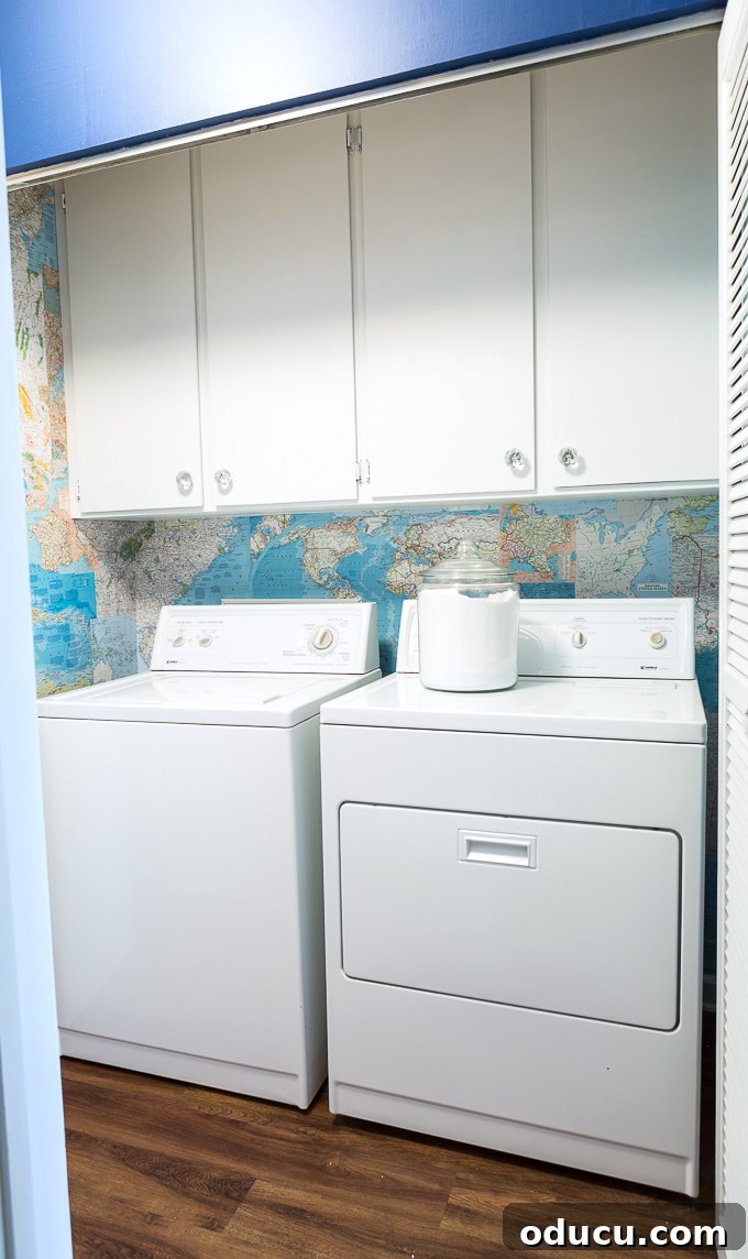 Globetrotting Laundry Room: DIY Map Wallpaper Project 4 How-to-use-maps-as-wallpaper-in-a-laundry-room