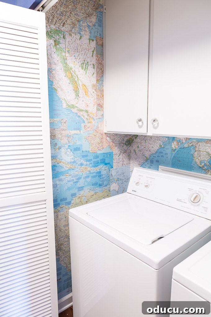 Globetrotting Laundry Room: DIY Map Wallpaper Project 5 map wallpaper tutorial