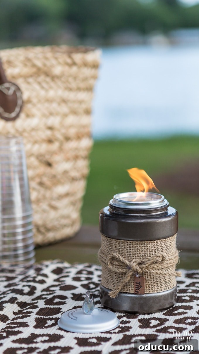 Your Secret Weapon for Stellar Outdoor Parties 10 Tabletop ideas and decorations for outdoor entertaining, featuring elegant TIKI Brand firepieces.
