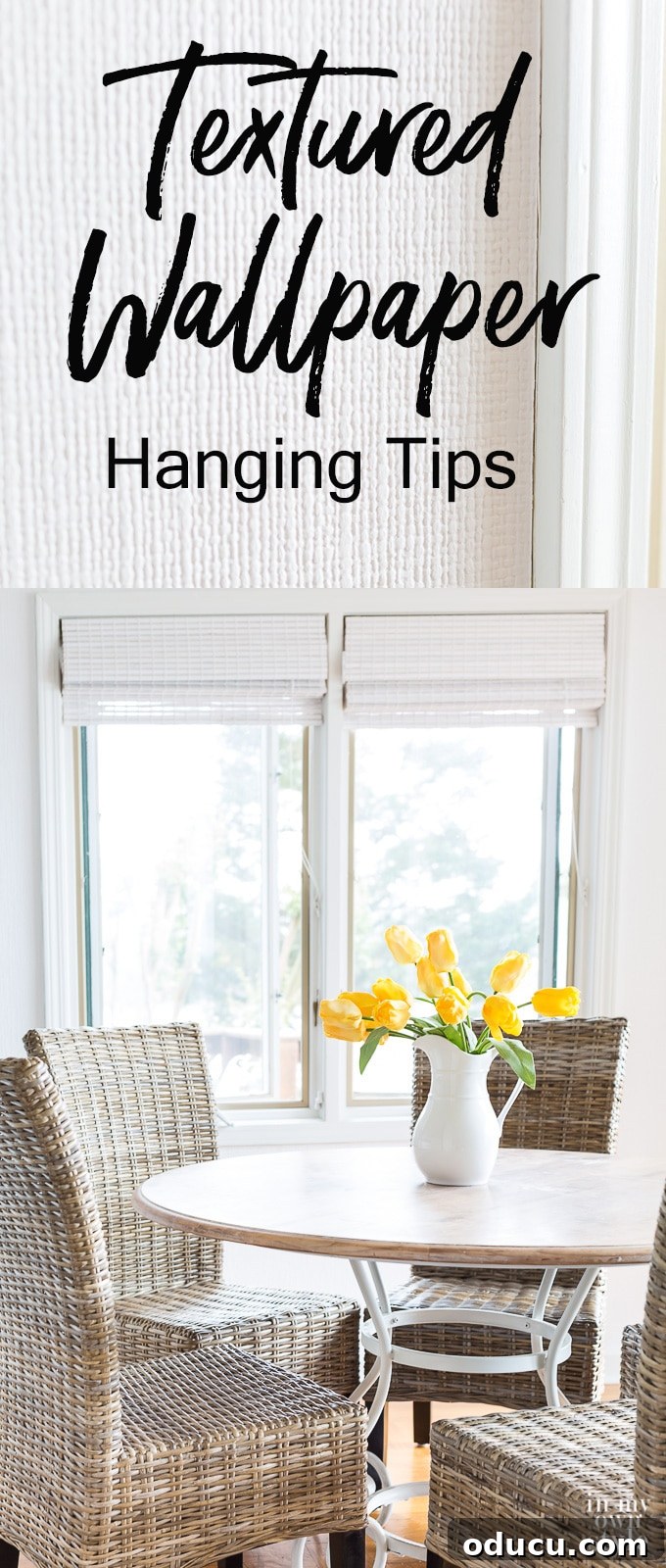 Elevate Your Dining Room with Textured Wallpaper 16 Add interest to a room's decor by using a textured wallpaper called Anaglypta. Interior decorating idea that an easy way to disguise wall surface imperfections. Wallcovering tips and tricks for paper hanging success.