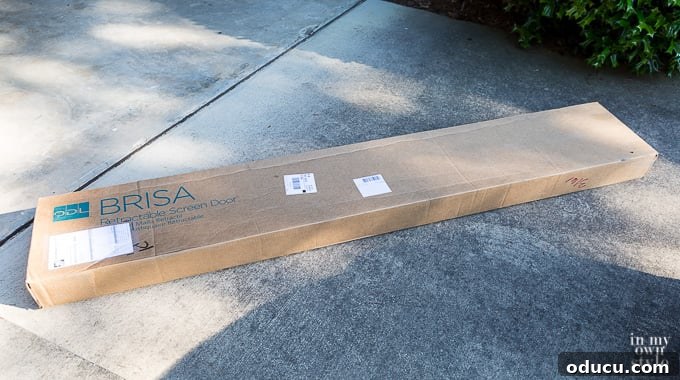 Homemade Screen Door Disaster 6 The Brisa Retractable Screen Door packaging upon arrival.