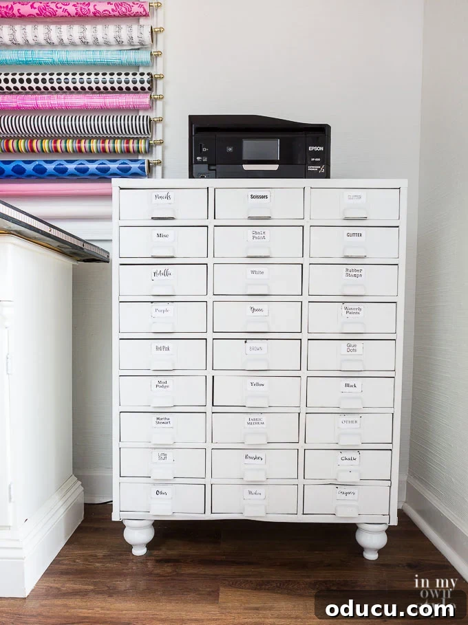 Elevate Your Furniture with Bun Feet 6 Creative craft room storage ideas using metal file drawers placed on bun feet for enhanced aesthetics and functionality