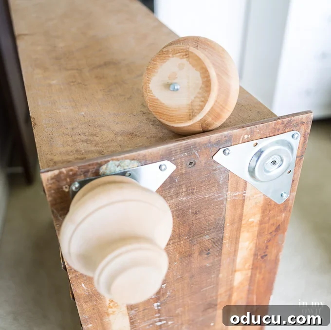 Elevate Your Furniture with Bun Feet 9 Step-by-step instructions on how to attach wooden bun feet to furniture for a DIY makeover