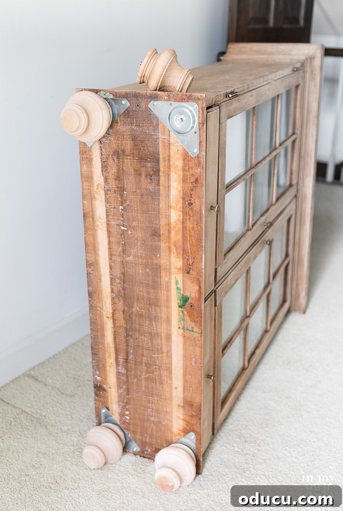 Elevate Your Furniture with Bun Feet 10 How to attach bun feet to a cabinet to transform it into a table, detailing the process