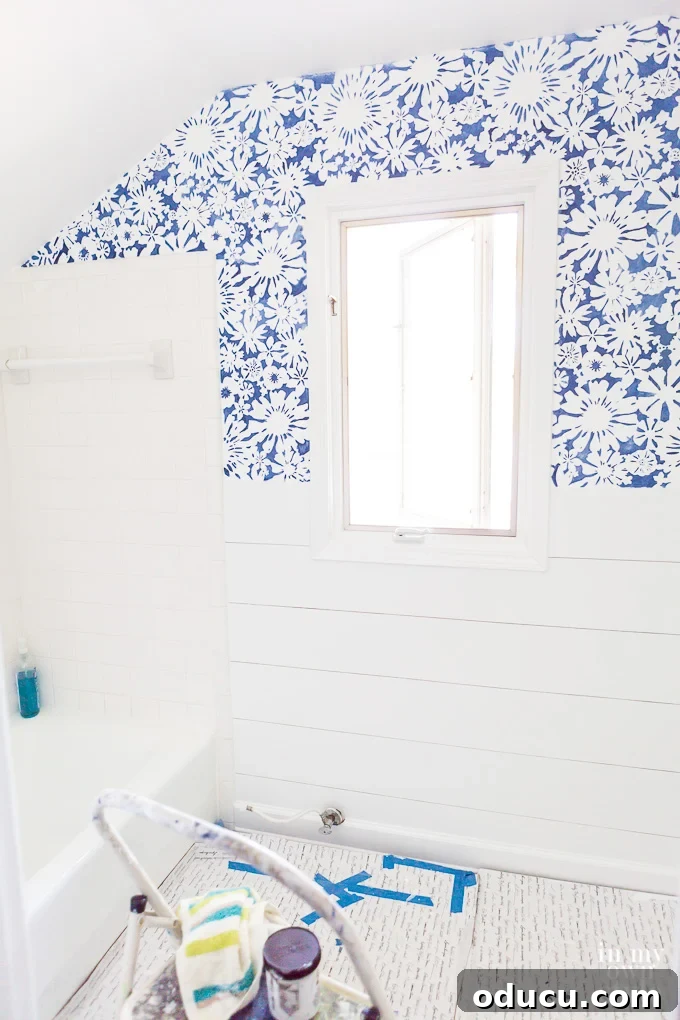 Achieve the Faux Wallpaper Look with Paint and Stencils 21 Advanced wall stenciling techniques for angled ceilings and tight spaces