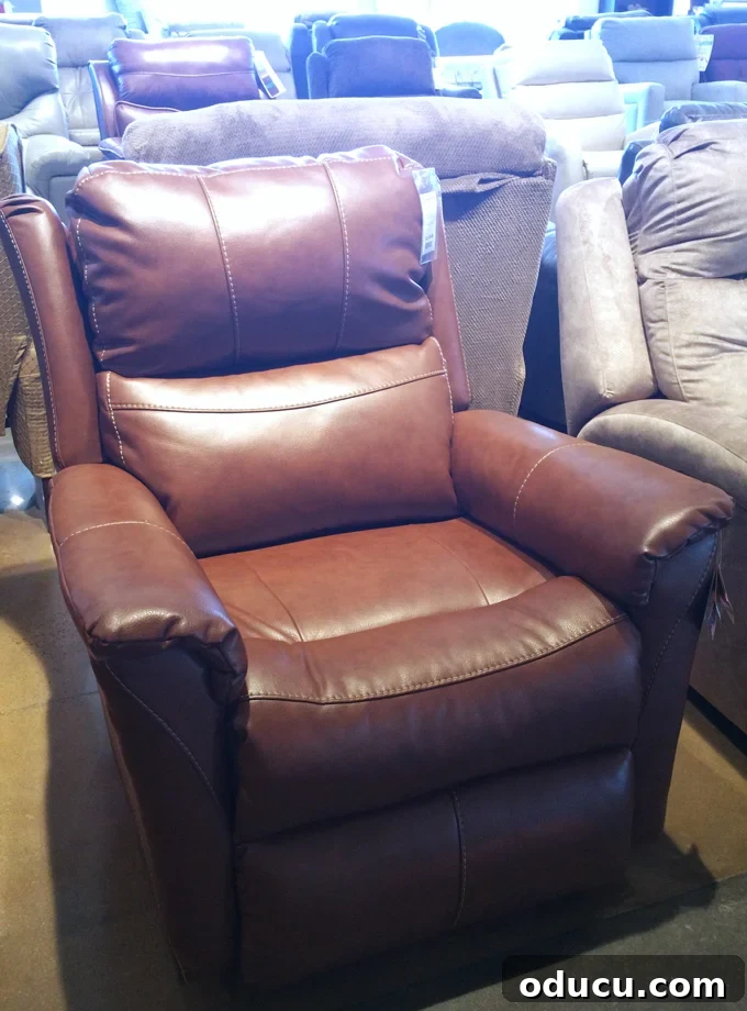 Wanderlust and Wardrobes 5 Deeply comfortable leather recliner, perfect for relaxation and adding a touch of classic sophistication to any living space.