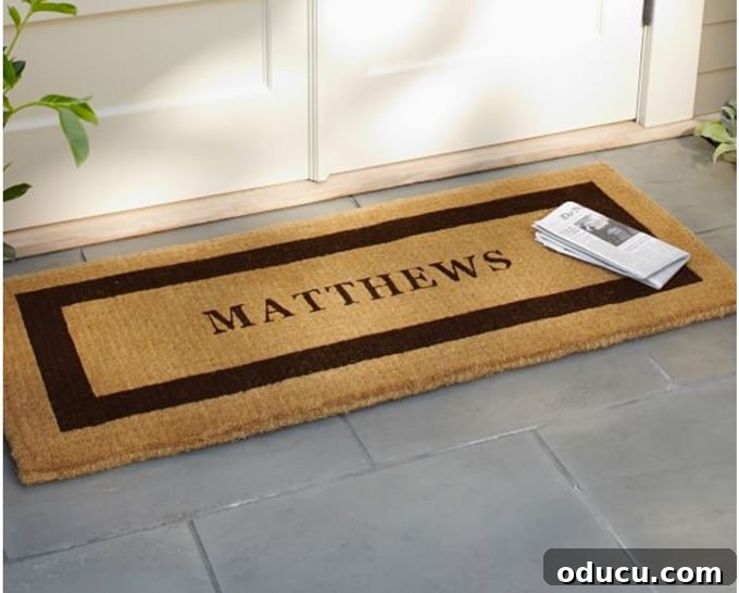 Wanderlust and Wardrobes 9 Extra-large personalized doormat, featuring a custom design, perfect for adding a welcoming touch to any front entryway.