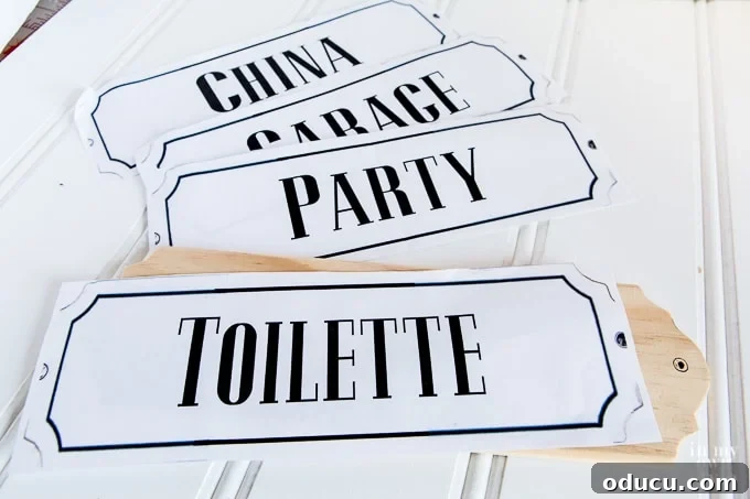 Chic French Inspired Door Plaques 11 Print out custom lettering for DIY French enameled signs