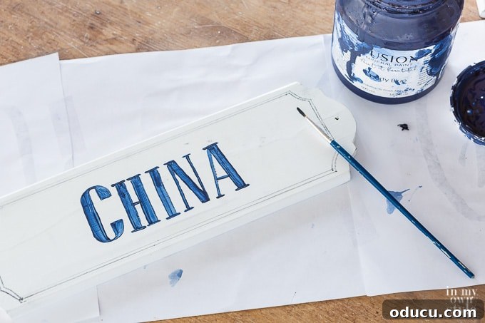 Chic French Inspired Door Plaques 15 Painting transferred letters on a DIY door sign