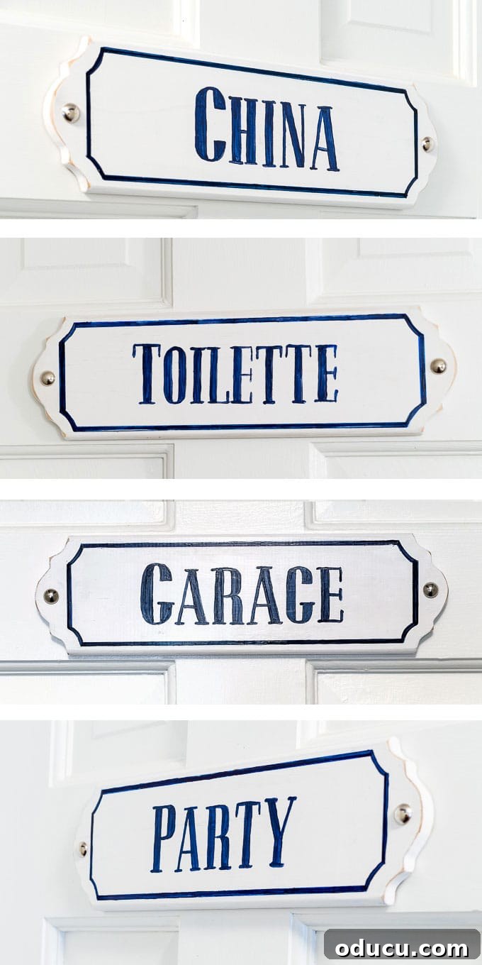 Chic French Inspired Door Plaques 18 Adding decorative nailheads to finished DIY French Enameled signs
