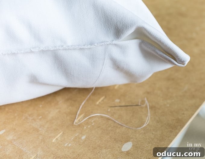 Craft a Custom Pom Pom Pillow 14 How to sew a pillow cover by hand