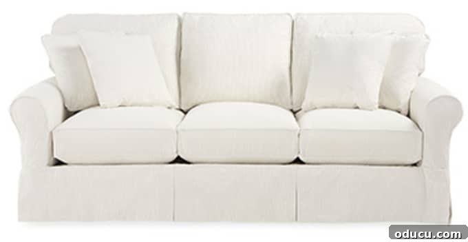 Sofa and Recliner Shopping Adventures 11 Arhaus Baldwin White Slipcovered Sofa with classic lines and modern touch