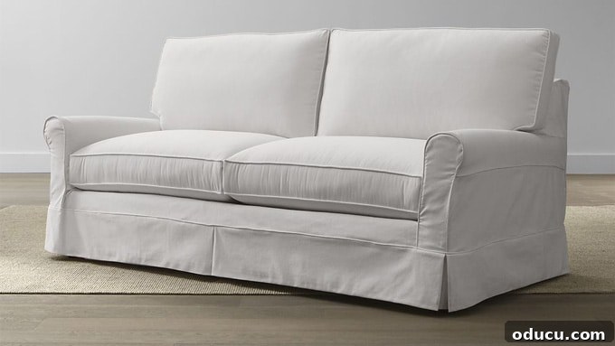 Sofa and Recliner Shopping Adventures 13 White Slipcovered Sofa from Crate and Barrel on sale