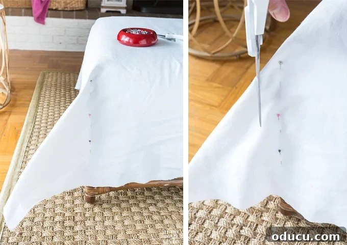 Stylish Ottoman Slipcover with Detachable Pom Pom Accent 8 Step-by-step guide: how to make a pom-pom ottoman cover fit corners perfectly