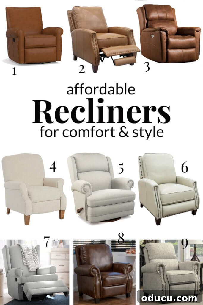 Recliner Chic: Elevating Your Living Room's Style 17 a selection of affordable recliner chairs that offer function and style.