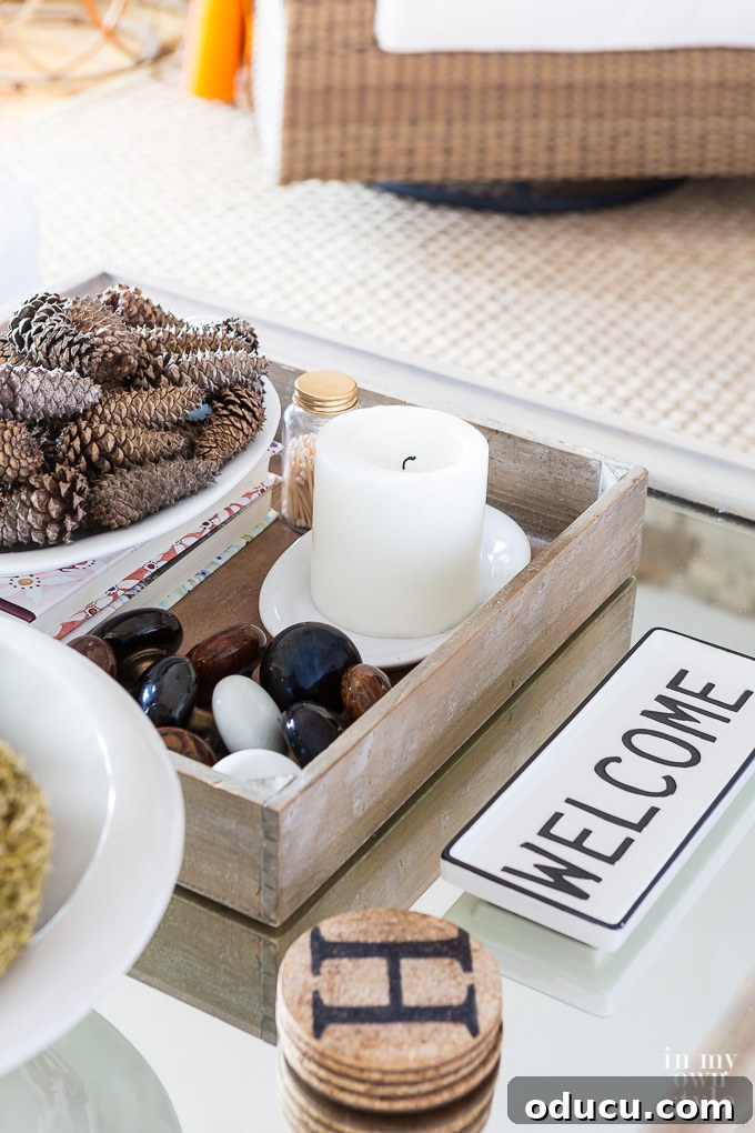 Falling for Our Home: An Autumn Showcase 11 Coffee table accessorized for fall. DIY bloggers Fall home tours.