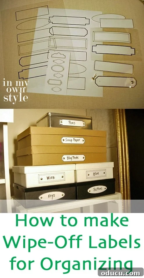 Make Your Own Wipeable Labels for Smart Organization 2 Collection of reusable wipe-off labels for home organization