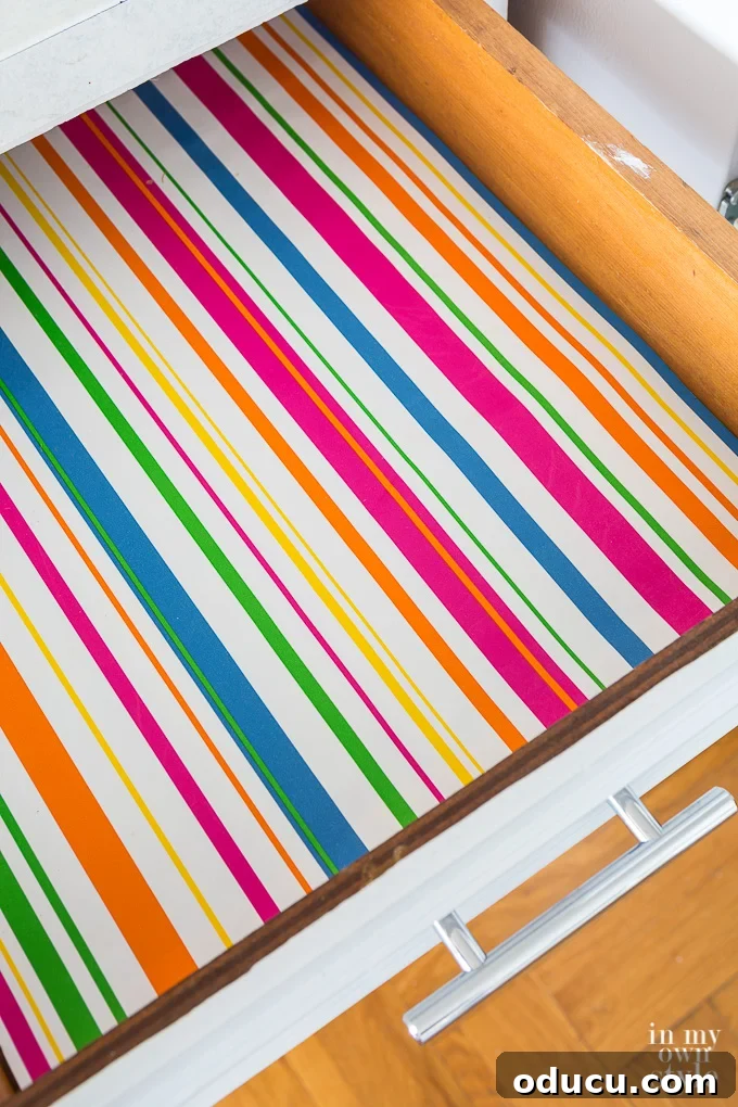 Colorful drawer liner for kitchen organization how-to-cut-perfect-paper drawer-liners-for-kitchen-drawers