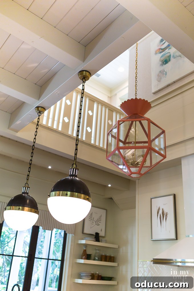 Design Dreams Unveiled at the Southern Living Idea House 24 Open ceiling feature above the kitchen island in the Southern Living Idea House, connecting floors and aiding ventilation