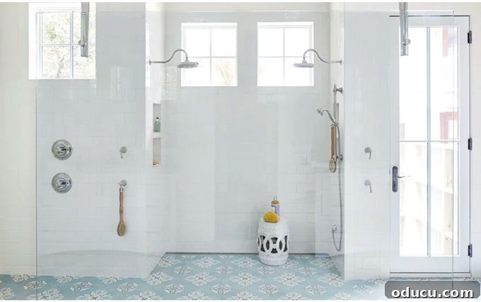 Design Dreams Unveiled at the Southern Living Idea House 30 Expansive open shower in the master bath at the Southern Living Idea House, offering a spa-like experience