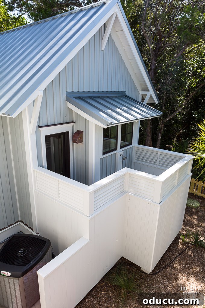 Design Dreams Unveiled at the Southern Living Idea House 31 Private outdoor shower idea from the Southern Living Idea House on Bald Head Island, NC, perfect for beach living