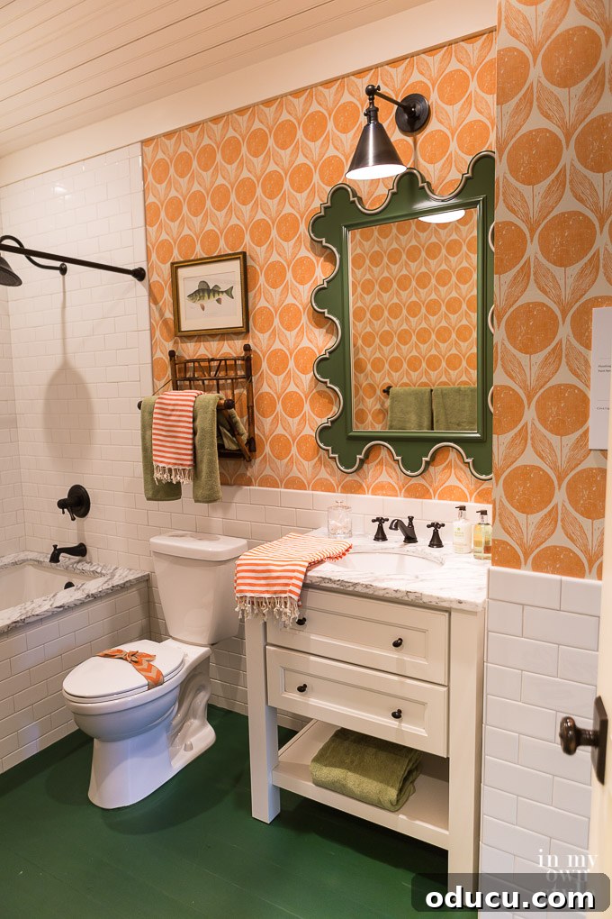 Design Dreams Unveiled at the Southern Living Idea House 33 Bathroom decorating ideas at the Southern Living Idea House, featuring a stylish green painted floor
