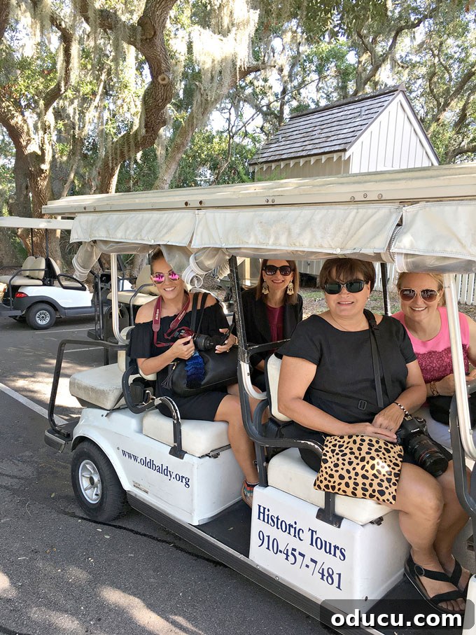 Design Dreams Unveiled at the Southern Living Idea House 6 Travelers riding golf carts, the primary mode of transportation on car-free Bald Head Island, NC