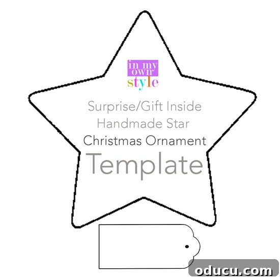 Hidden Treasure Star Ornament for Christmas 11 Handmade Christmas Star Ornament template that you can use to make to fill with a small gift to hang on a Christmas tree.