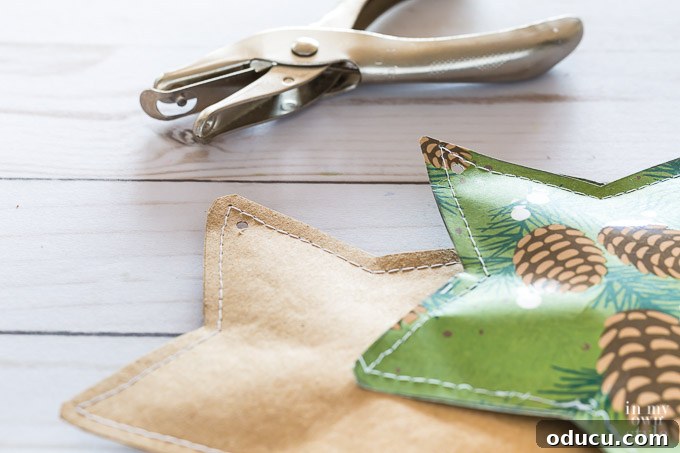 Hidden Treasure Star Ornament for Christmas 19 Two sewn stars on worktable.