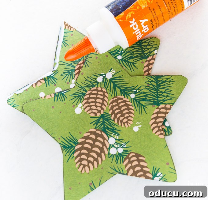 Hidden Treasure Star Ornament for Christmas 22 Gluing star ornament closed instead of sewing.