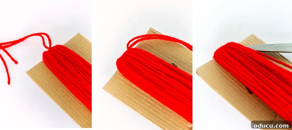 Craft Your Own Tassels: Elevate Your Home Decor 7 How to wind yarn around Cardboard to make a tassel