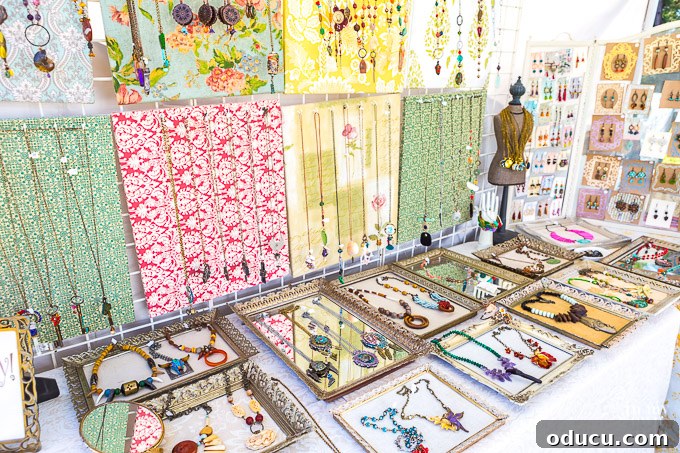 Rustic Riches: A French Flea Market Chronicle 28 Colorful handmade jewelry displayed at the flea market