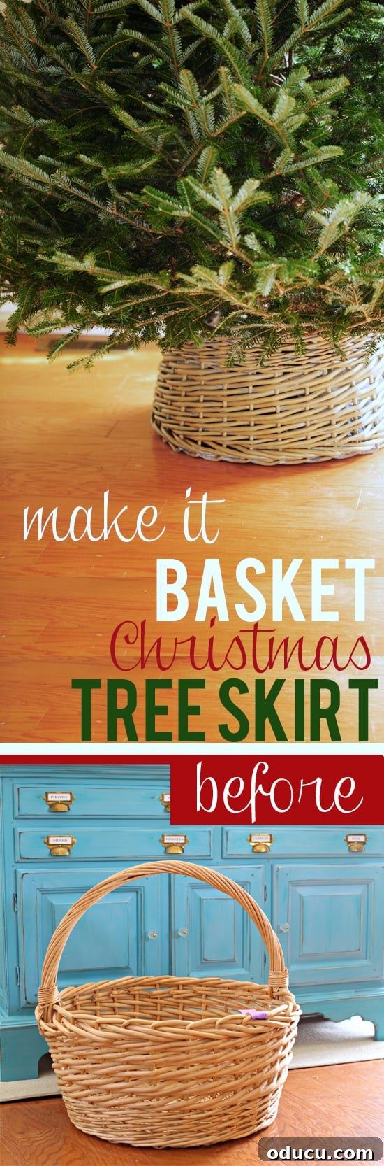 Craft Your Own Christmas Magic 11 How to turn a basket into a Christmas Tree Skirt or collar