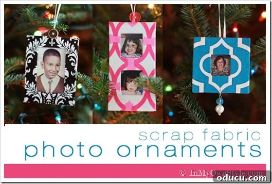 Craft Your Own Christmas Magic 13 Scrap fabric photo frame Christmas ornaments DIY