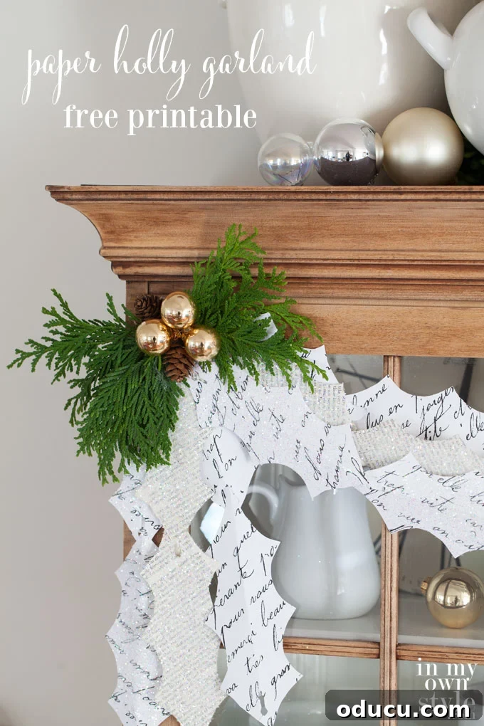 Craft Your Own Christmas Magic 14 DIY Paper Holly Christmas Garland with free printable