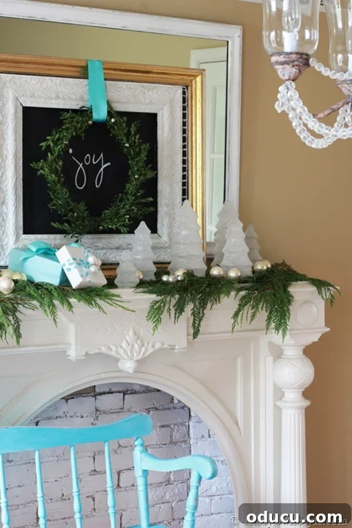 Craft Your Own Christmas Magic 8 Christmas Mantel Decorating Ideas with turquoise accents