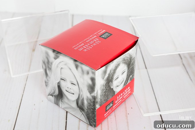Elevated Christmas Photo Keepsake 10 Measuring photos for a 3.5 inch photo cube