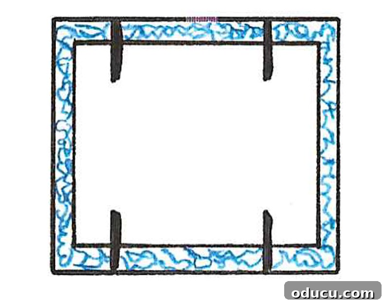 Create Custom Lids for Storage Baskets 10 Illustrated diagram showing how to cut score lines to create corner tabs for a basket lid.
