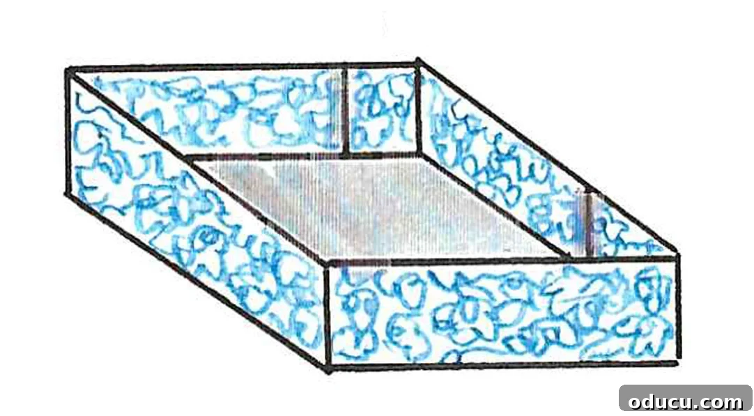 Create Custom Lids for Storage Baskets 11 Illustrated tutorial showing how to glue the corners of a cardboard basket lid.
