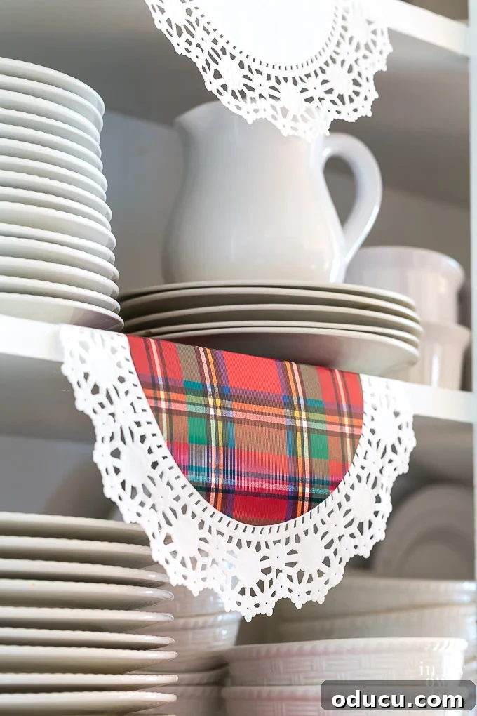 Creative ways to use doilies to decorate a home for the holidays or anytime of year.